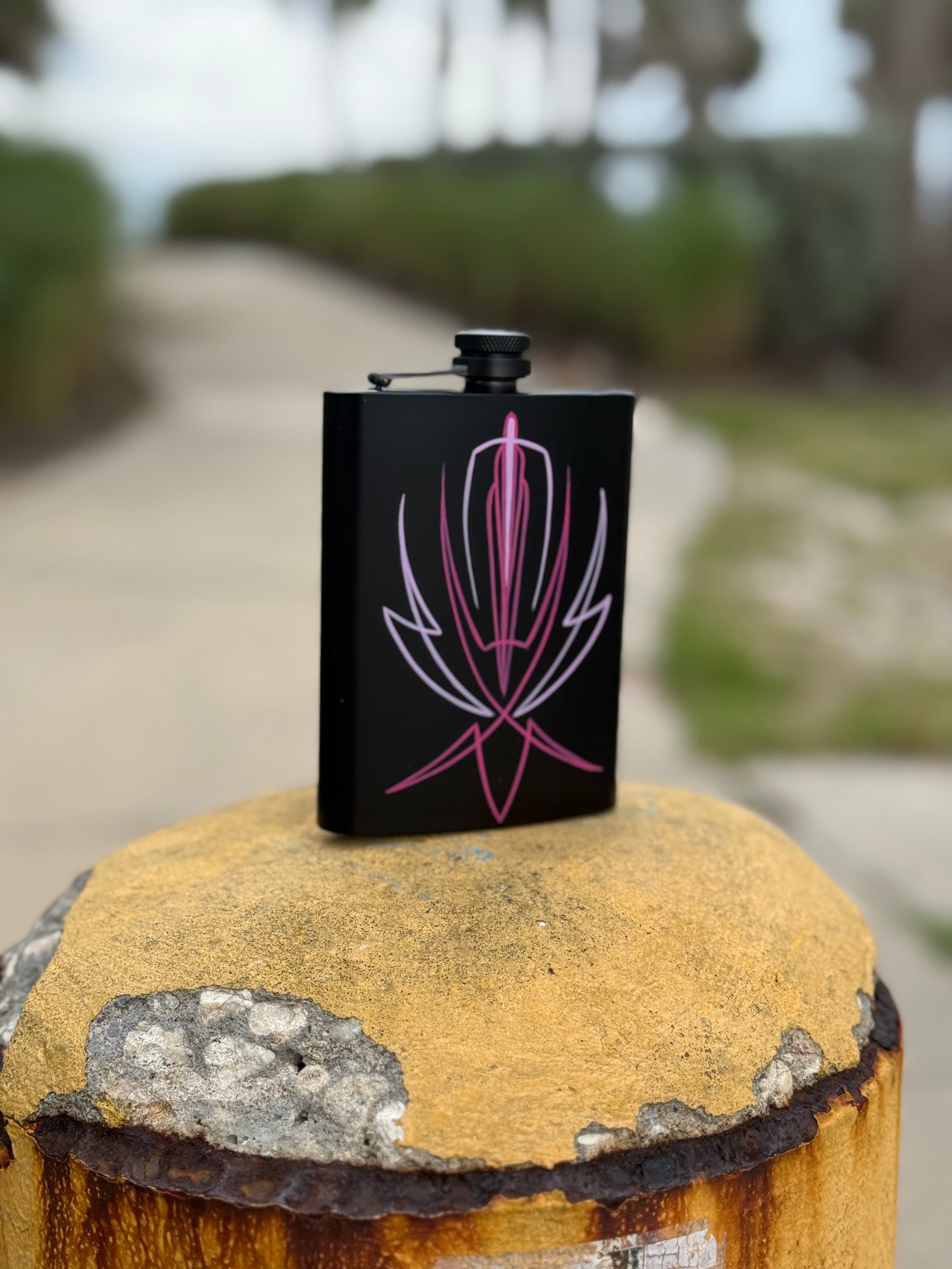 Hand Pinstriped Hip Flask