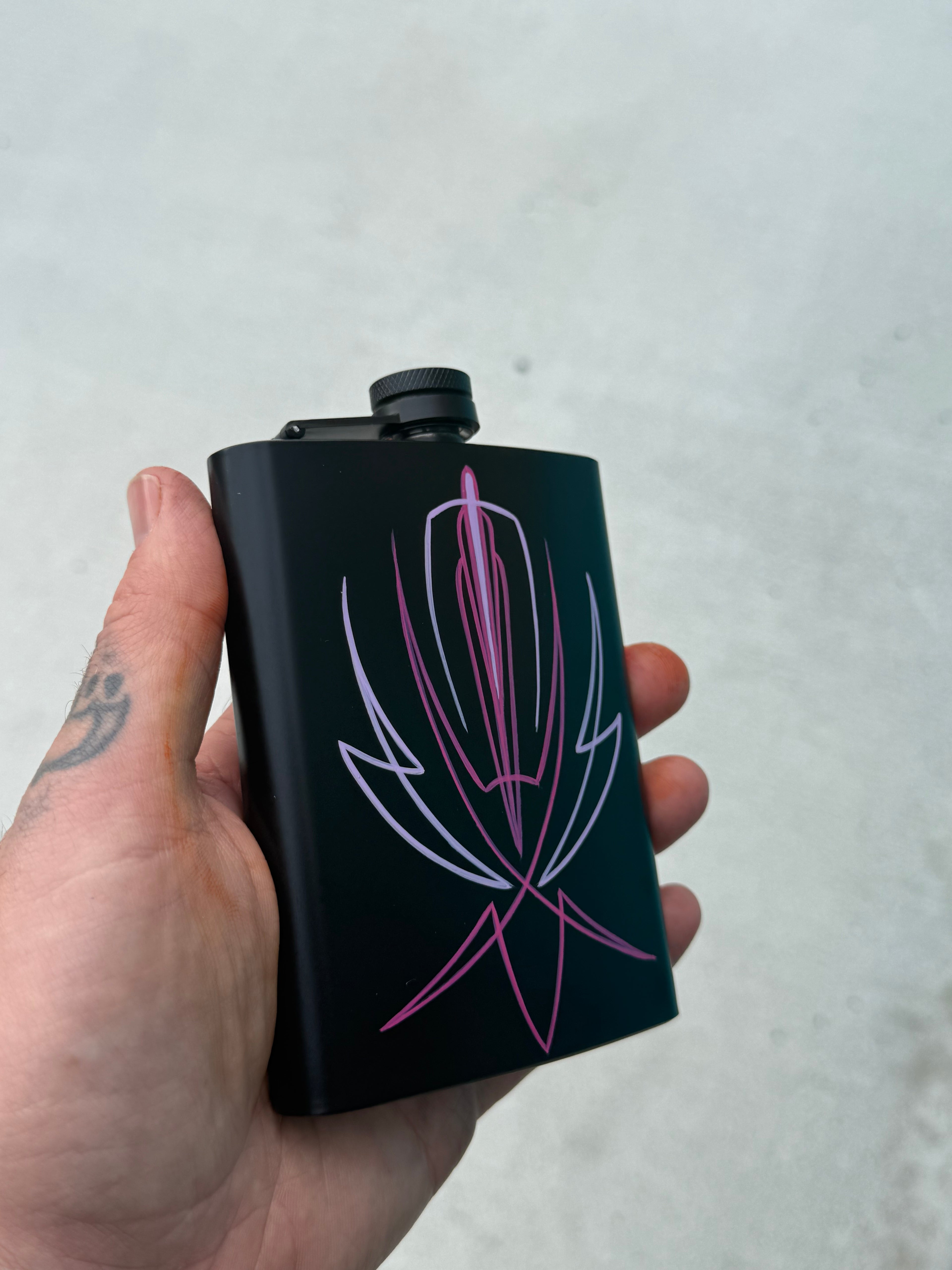 Hand Pinstriped Hip Flask
