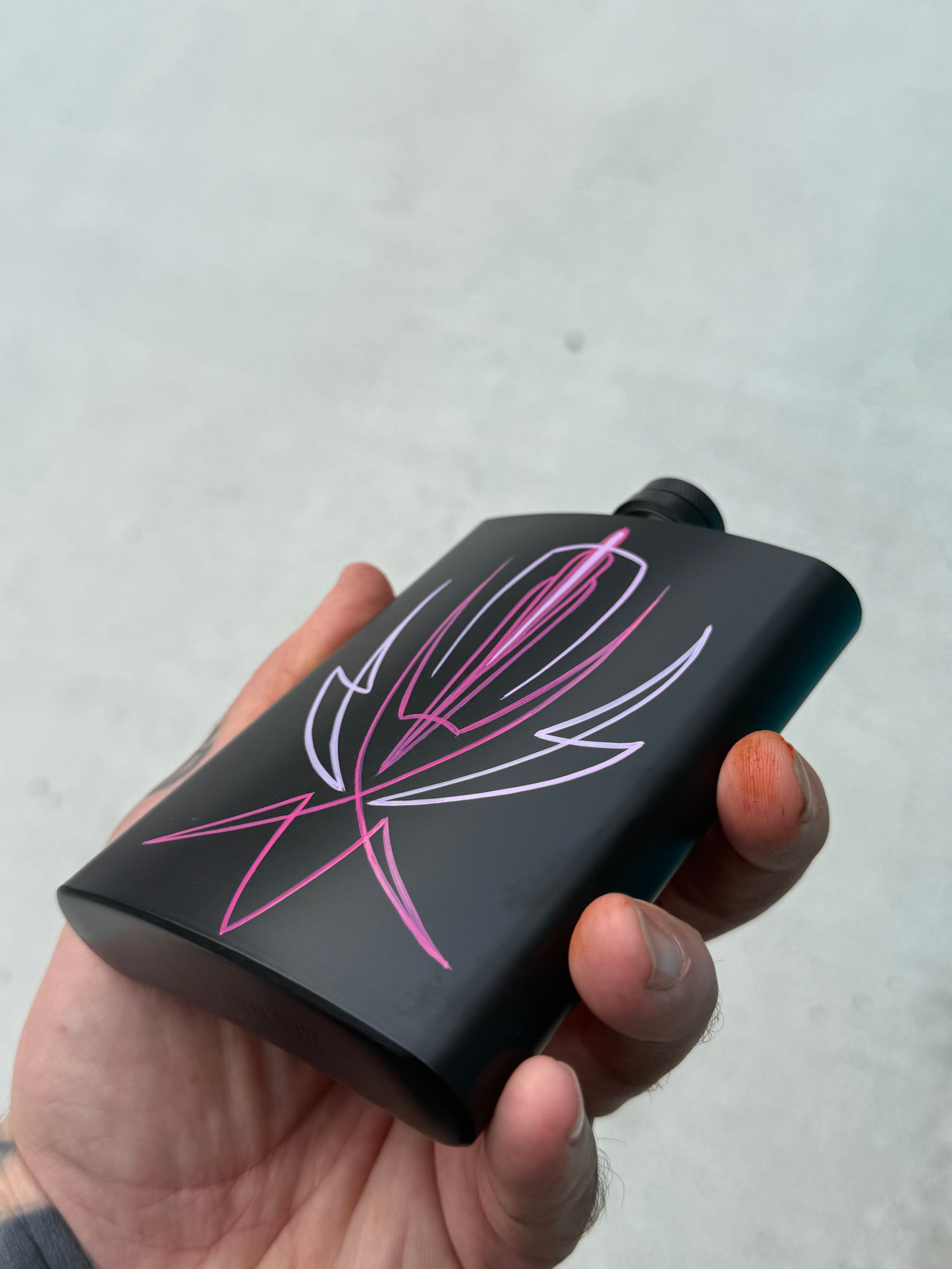 Hand Pinstriped Hip Flask