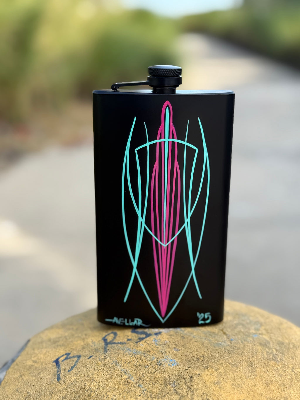 Pinstriped 12 Ounce Hip Flask
