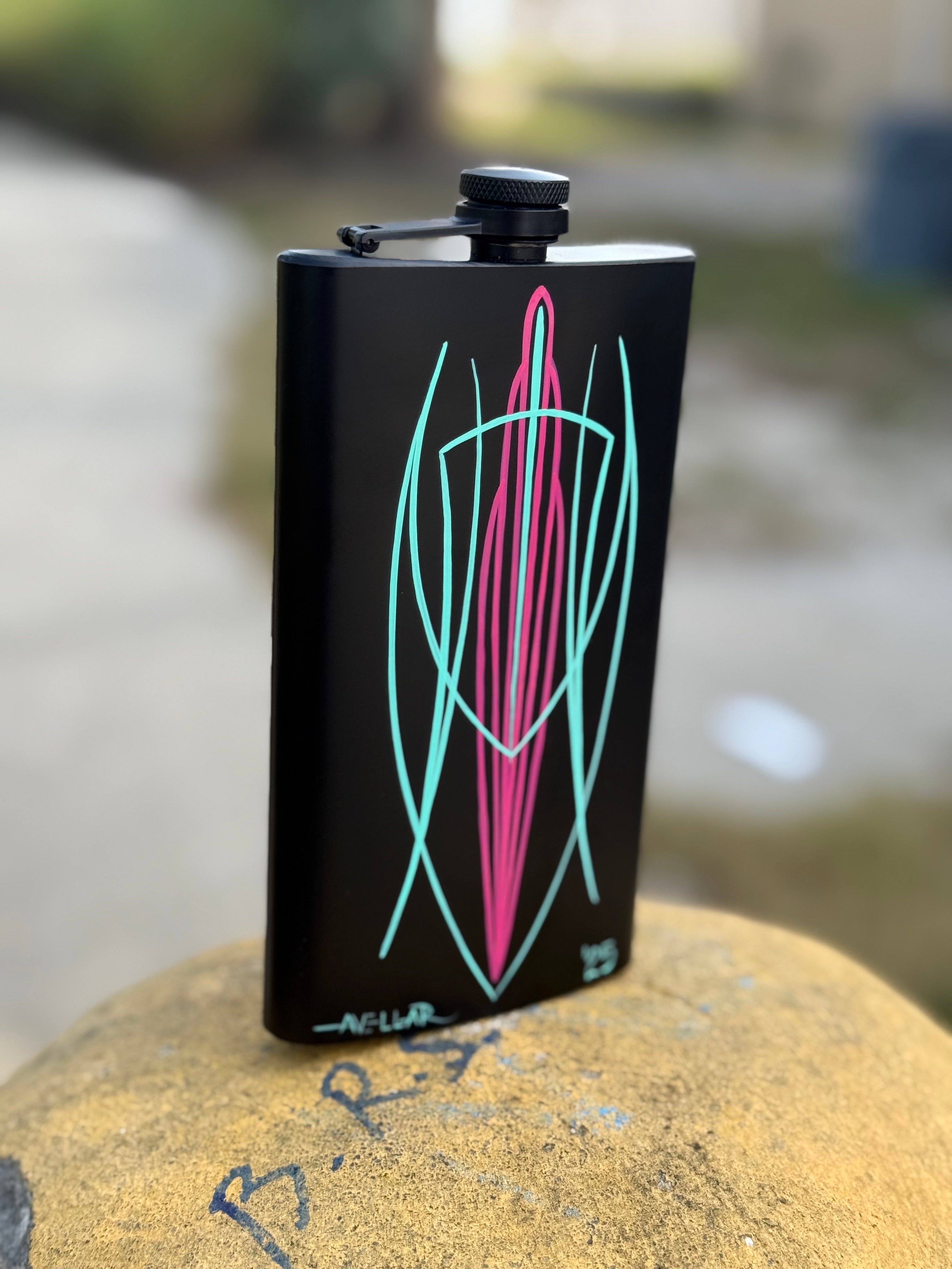 Pinstriped 12 Ounce Hip Flask