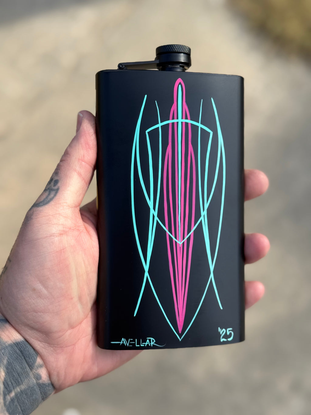Pinstriped 12 Ounce Hip Flask
