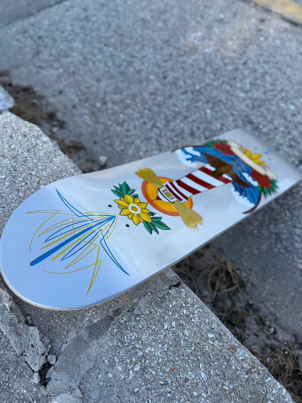 Hand Painted Lighthouse Skateboard Deck