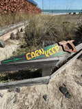 Earn Your Keep hand painted saw