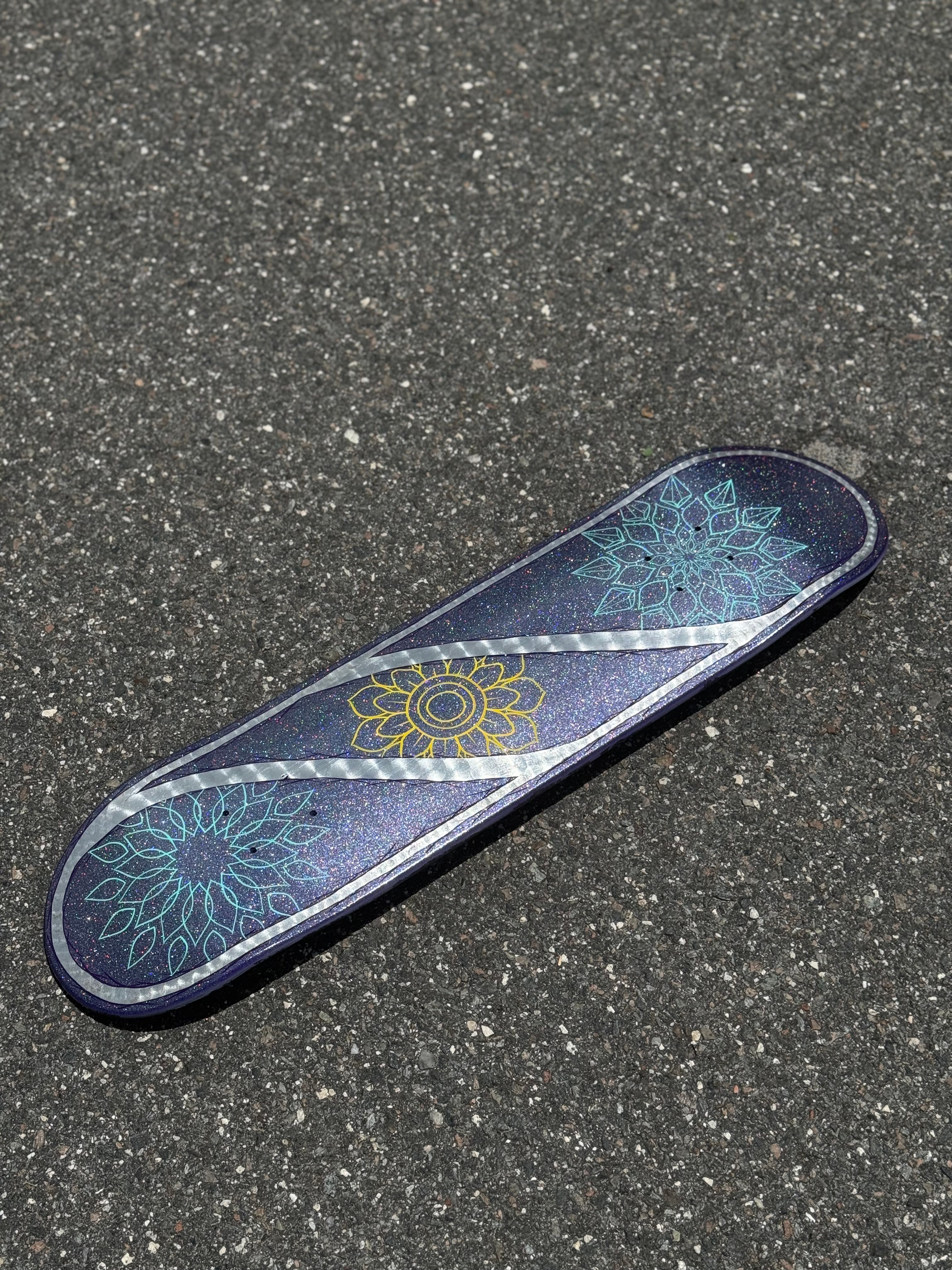 Hand Painted Mandala Skateboard
